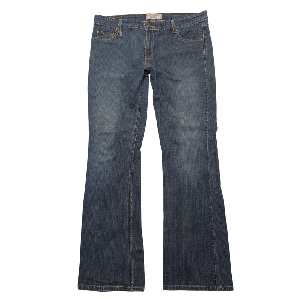 Y2K Levi Strauss Signature Bootcut Jeans Juniors 17 Long Blue Lowrise Distressed